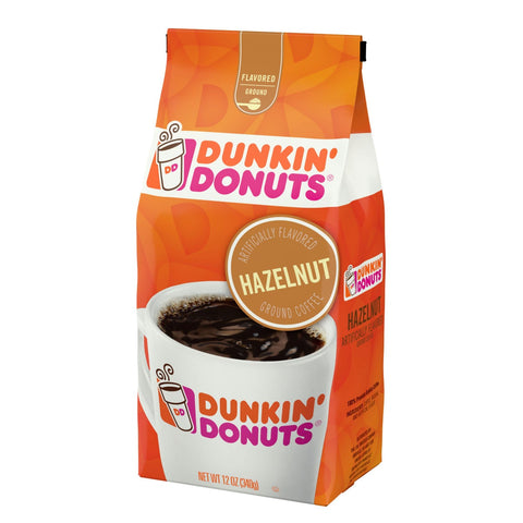 Dunkin Donuts Caffeine Hazelnut Ground Coffee, 12 Ounce -- 6 per case.