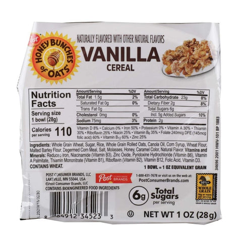 Honey Bunches of Oats Vanilla Cereal, 1 Ounce -- 96 per case