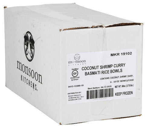 Monsoon Kitchens Coconut Shrimp Curry Rice Bowl, 10 Ounce -- 6 per case.