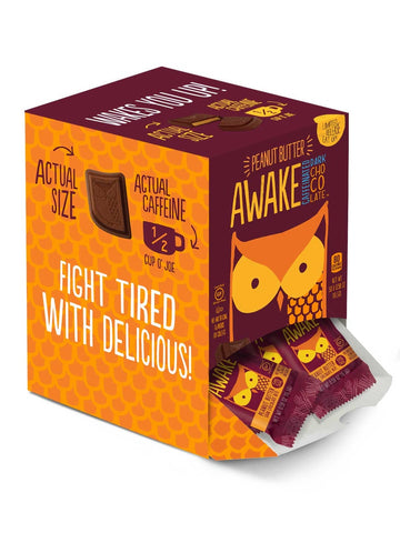 Awake Singles Caffeinated Peanut Butter Dark Chocolate Bites, 0.58 Ounce -- 300 per case
