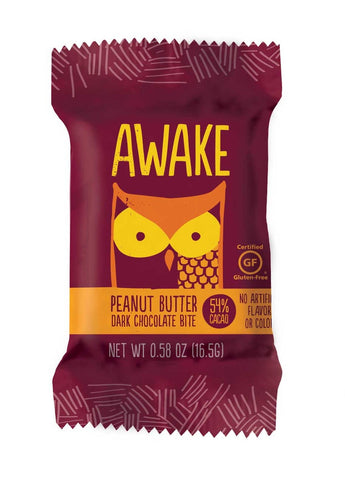 Awake Singles Caffeinated Peanut Butter Dark Chocolate Bites, 0.58 Ounce -- 300 per case