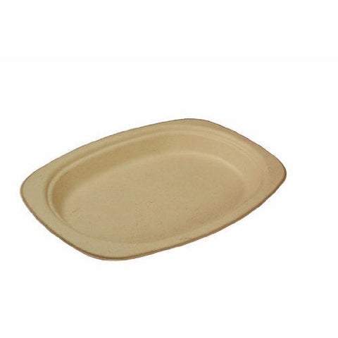 World Centric Compostable Unbleached Plant Fiber Oval Plate, 9 inch -- 1000 per case.