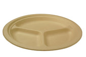 World Centric Bagasse Unbleached Three Comportment Fiber Plate, 700 Each -- 700 per case