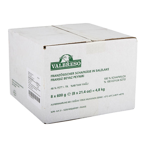 Valbreso Feta French Sheep Milk Cheese, 600 Gram -- 8 per case.