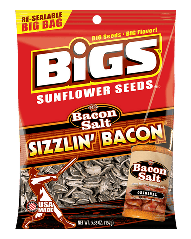 Bigs Bacon Salt Sizzlin Bacon Sunflower Seed, 5.35 Ounce -- 12 per case.
