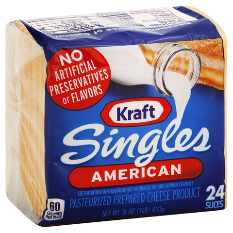 Kraft Singles American Sliced Cheese, 16 Ounce -- 12 per case.
