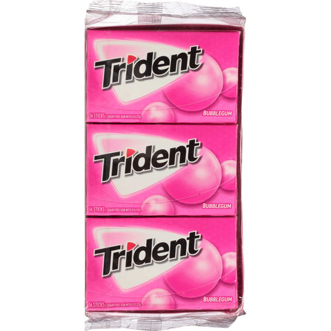Trident Sugar Free Bubblegum, 14 count per pack -- 144 per case.