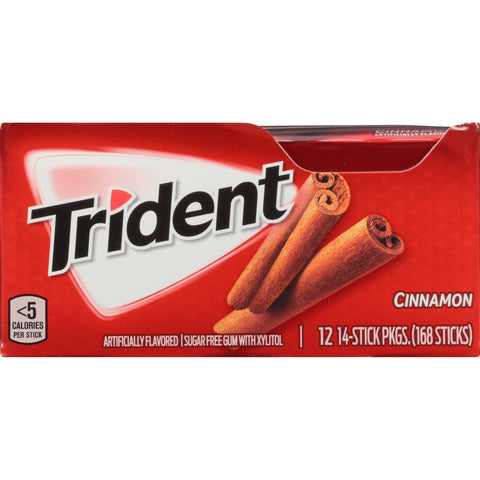 Trident Cinnamon Sugar Free Gum, 14 count per pack -- 144 per case.