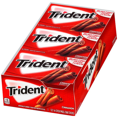 Trident Cinnamon Sugar Free Gum, 14 count per pack -- 144 per case.