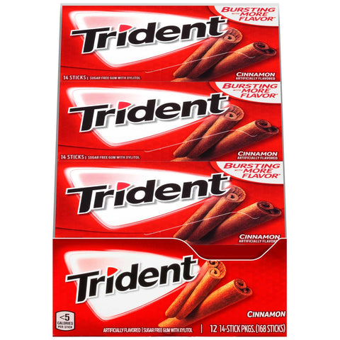 Trident Cinnamon Sugar Free Gum, 14 count per pack -- 144 per case.