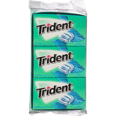 Trident Mint Sweet Twist Sugar Free Gum, 14 count per pack -- 144 per case.