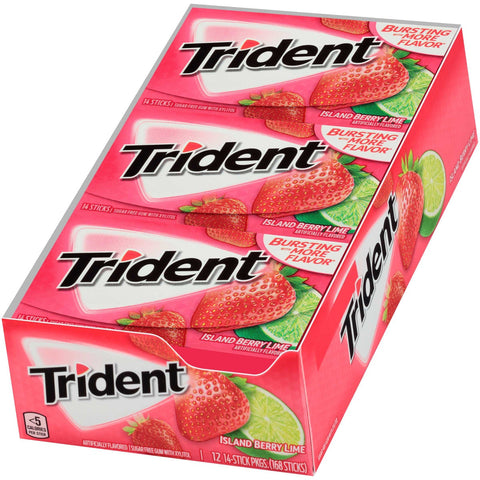 Trident Island Berry Lime Sugar Free Gum, 14 count per pack -- 144 per case.