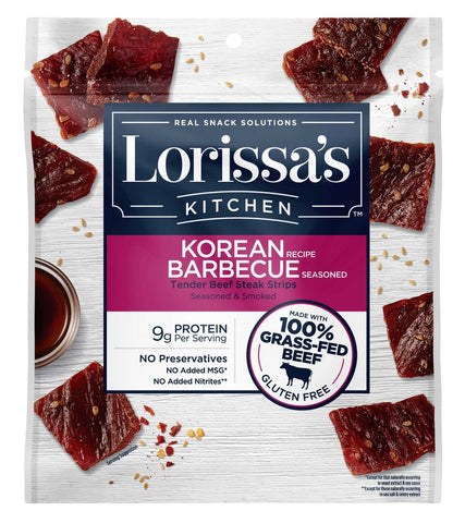 Lorissas Kitchen Korean Bbq Seasoned and Smoked Premium Beef Steak Strips, 2.25 Ounce -- 8 per case