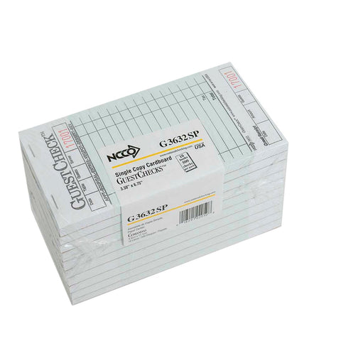 National Checking Company Guest Check Board - 1 Part Green, 15 Line, 3.5 x 6.75 inch -- 2500 per case.