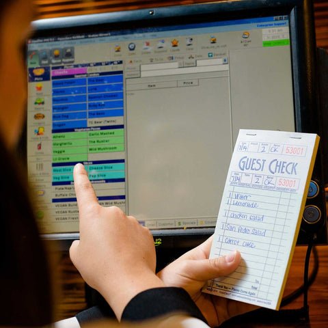 National Checking Company Guest Check Board - 1 Part Green, 16 Line, 3.5 x 6.75 inch -- 2500 per case.