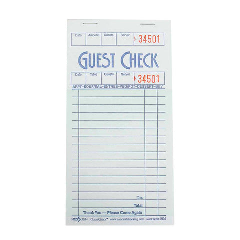 National Checking Company Guest Check Board - 1 Part Green, 16 Line, 3.5 x 6.75 inch -- 2500 per case.