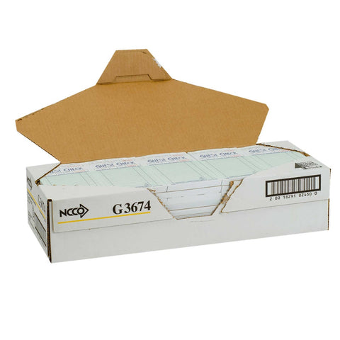 National Checking Company Guest Check Board - 1 Part Green, 16 Line, 3.5 x 6.75 inch -- 2500 per case.
