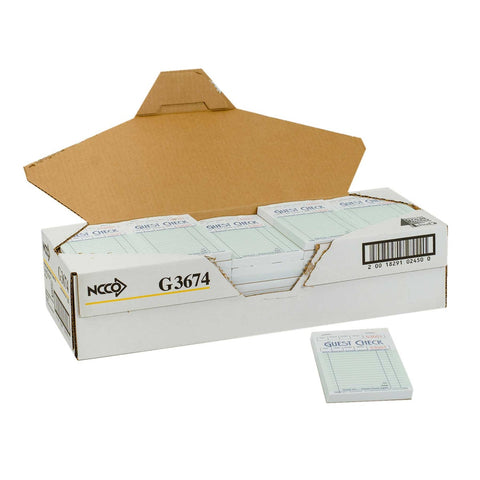 National Checking Company Guest Check Board - 1 Part Green, 16 Line, 3.5 x 6.75 inch -- 2500 per case.