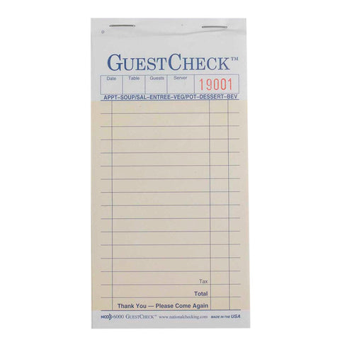 National Checking Company Interleaving Carbon Guest Check Paper - 2 Part Salmon, 17 Line, 3.5 x 6.75 inch -- 2500 per case.