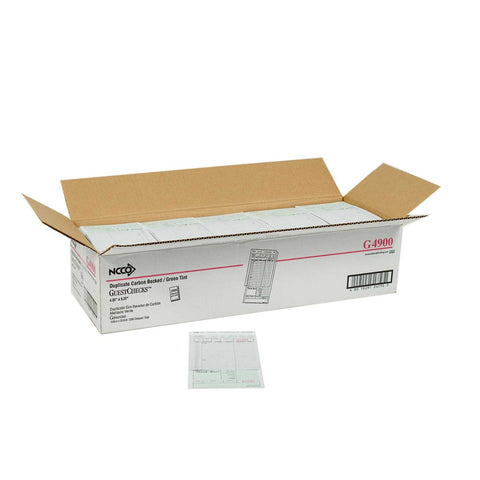 National Checking Company Carbon Backed Guest Check Board - 2 Part Green, 16 Line, 4.20 x 8.25 inch -- 50 books per case.