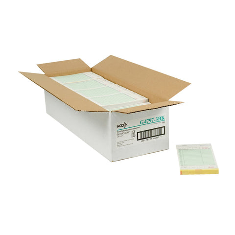 National Checking Company Carbonless Guest Check Board - 3 Part Green, 13 Line, 4.20 x 7.25 inch -- 2000 per case.