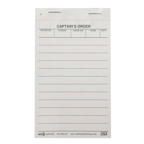 National Checking No Carbon 3 Part 12 Line White Waitrpad, 50 checks per book -- 50 per case.
