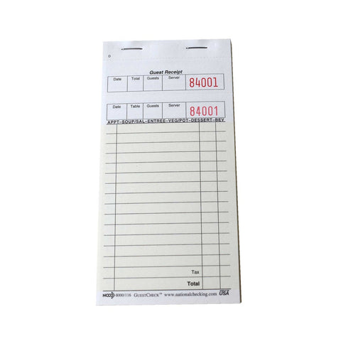 National Checking Company Interleaving Carbon Guest Check Board - 2 Part Gold, 16 Line, 3.4 x 6.75 inch -- 50 books per case.