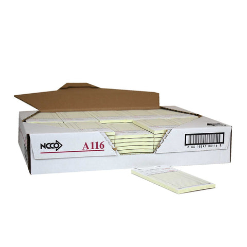 National Checking Company Interleaving Carbon Guest Check Board - 2 Part Gold, 16 Line, 3.4 x 6.75 inch -- 50 books per case.