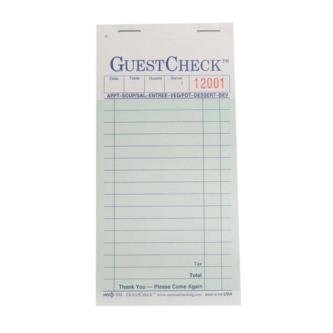Guestcheck Carbon - 2Part, Green, 16 Line, 3.5 X 6.75 Inch, 50 Sets Per Book -- 2500 Per Case.