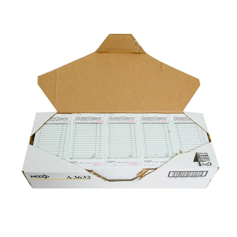 Single Tag Guest Check Board - 1Part, Green, 15 Line, 3.5 X 6.75 Inch, 50 Checks Per Book -- 2500 Per Case.