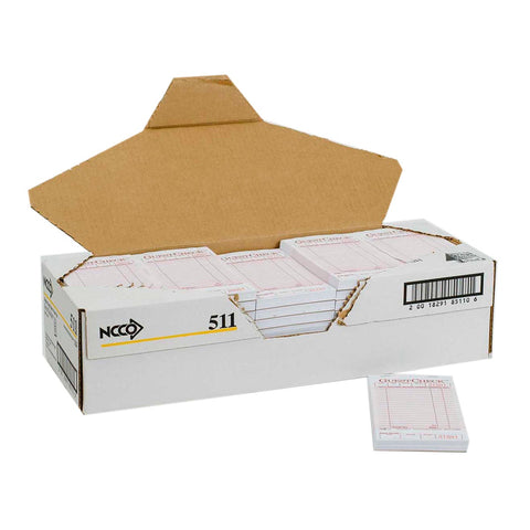 National Checking Company Guest Check Paper - 1 Part Pink, 18 Line, 3.5 x 6.75 inch -- 5000 per case.
