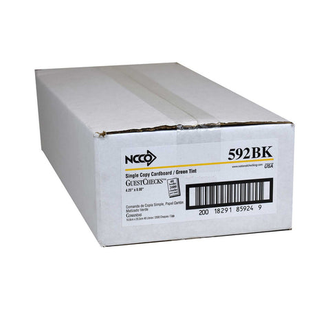 National Checking Company Guest Check Board - 1 Part Green, 11 Line, 4.20 x 8.00 inch -- 2500 per case.