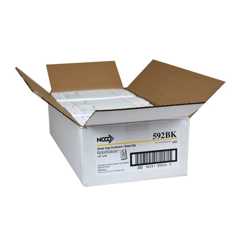 National Checking Company Guest Check Board - 1 Part Green, 11 Line, 4.20 x 8.00 inch -- 2500 per case.