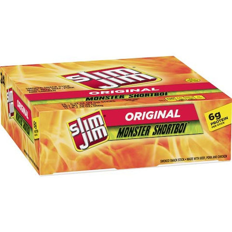 Slim Jim Monster Shortboi Original Flavor Meat Sticks, 0.97 Ounce - 24 count per pack -- 6 packs per case