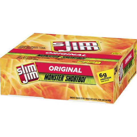 Slim Jim Monster Shortboi Original Flavor Meat Sticks, 0.97 Ounce - 24 count per pack -- 6 packs per case