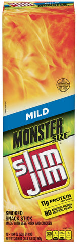 Slim Jim Monster Mild Smoked Snack Stick, 1.94 Ounce -- 108 per case