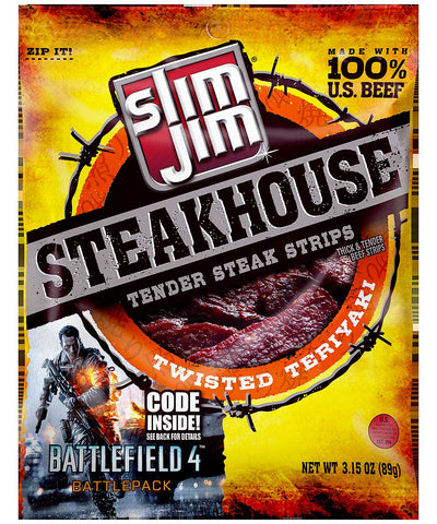Slim Jim Twisted Teriyaki Steakhouse, 3.15 Ounce -- 8 per case