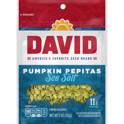 David Sea Salt Pumpkin Pepitas Seed, 5 Ounce Resealabe Bag -- 8 per case