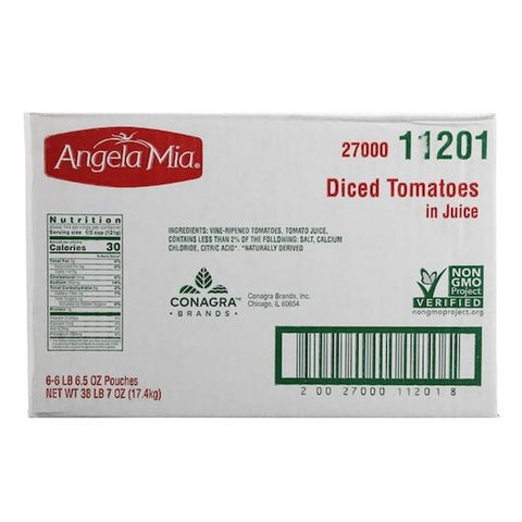 Angela Mia Diced Tomatoes In Juice Pouch, 102.5 Ounce -- 6 per case