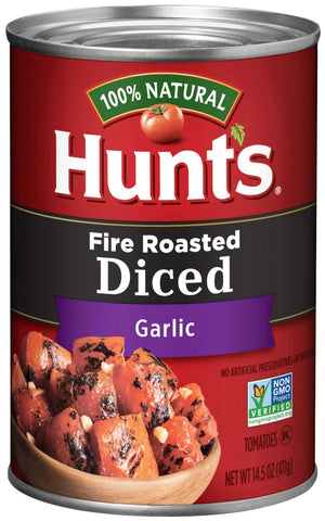 Hunts Diced Fire Roasted Tomatoes with Garlic, 14.5 Ounce Can -- 12 per case