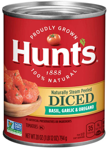 Hunts Diced Basil Garlic and Oregano Tomatoes, 28 Ounce -- 12 per case