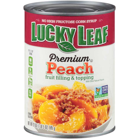 Lucky Leaf Premium Peach Pie Filling, 21 Ounce -- 8 per case.