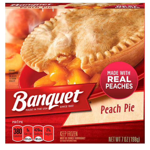Banquet Peach Fruit Pie, 7 Ounce -- 24 per case.