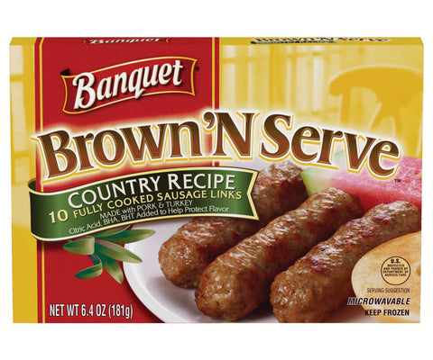 Banquet Brown N Serve Sausage, Country Recipe Links, 6.4 Ounce -- 12 per case.