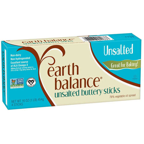 Earth Balance Vegan Unsalted Buttery Sticks, 1 Pound -- 18 per case