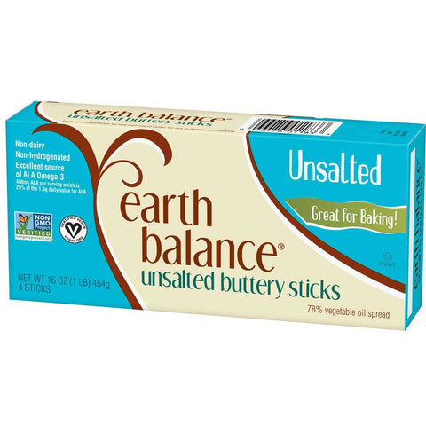 Earth Balance Vegan Unsalted Buttery Sticks, 1 Pound -- 18 per case