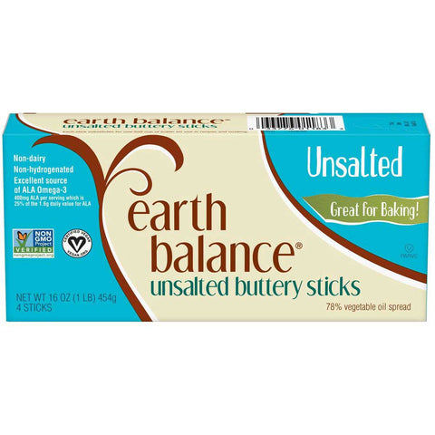 Earth Balance Vegan Unsalted Buttery Sticks, 1 Pound -- 18 per case