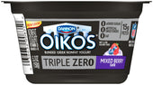 Oikos Organic Triple Zero Mixed Berry Nonfat Greek Yogurt, 5.3 Ounce -- 12 per case.