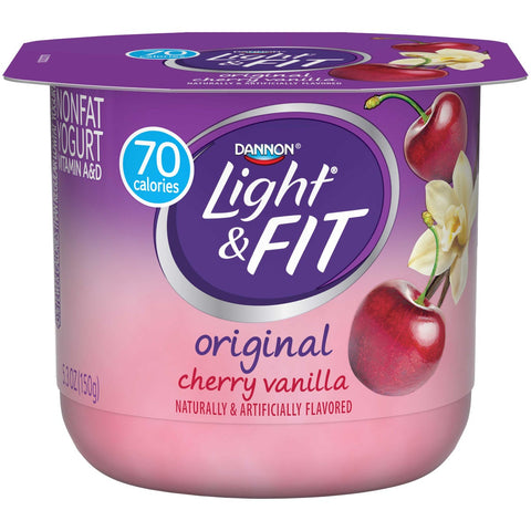 Light and Fit Cherry Vanilla Yogurt, 5.3 Ounce -- 12 per case.