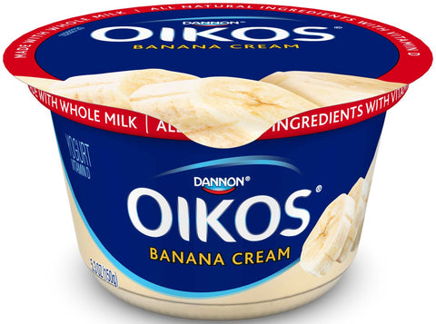Oikos Organic Banana Cream Traditional Greek Yogurt, 5.3 Ounce -- 12 per case.